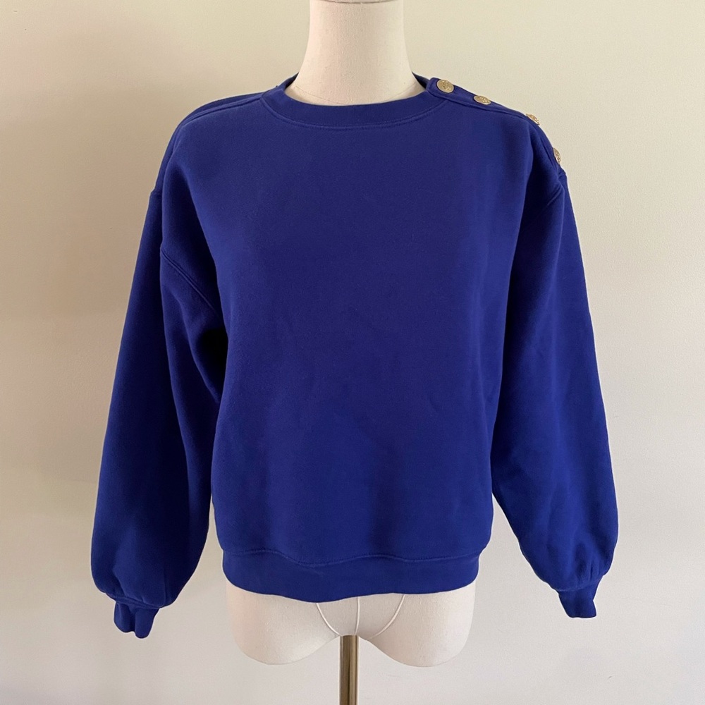 J.Crew Royal Blue Button Shouldered Sweatshirt